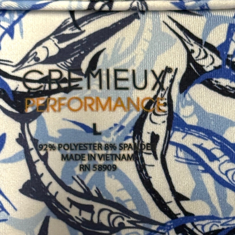 Cremieux Performance Men's L Blue White Marlin Fish Print Nautical Polo - Picture 3 of 12